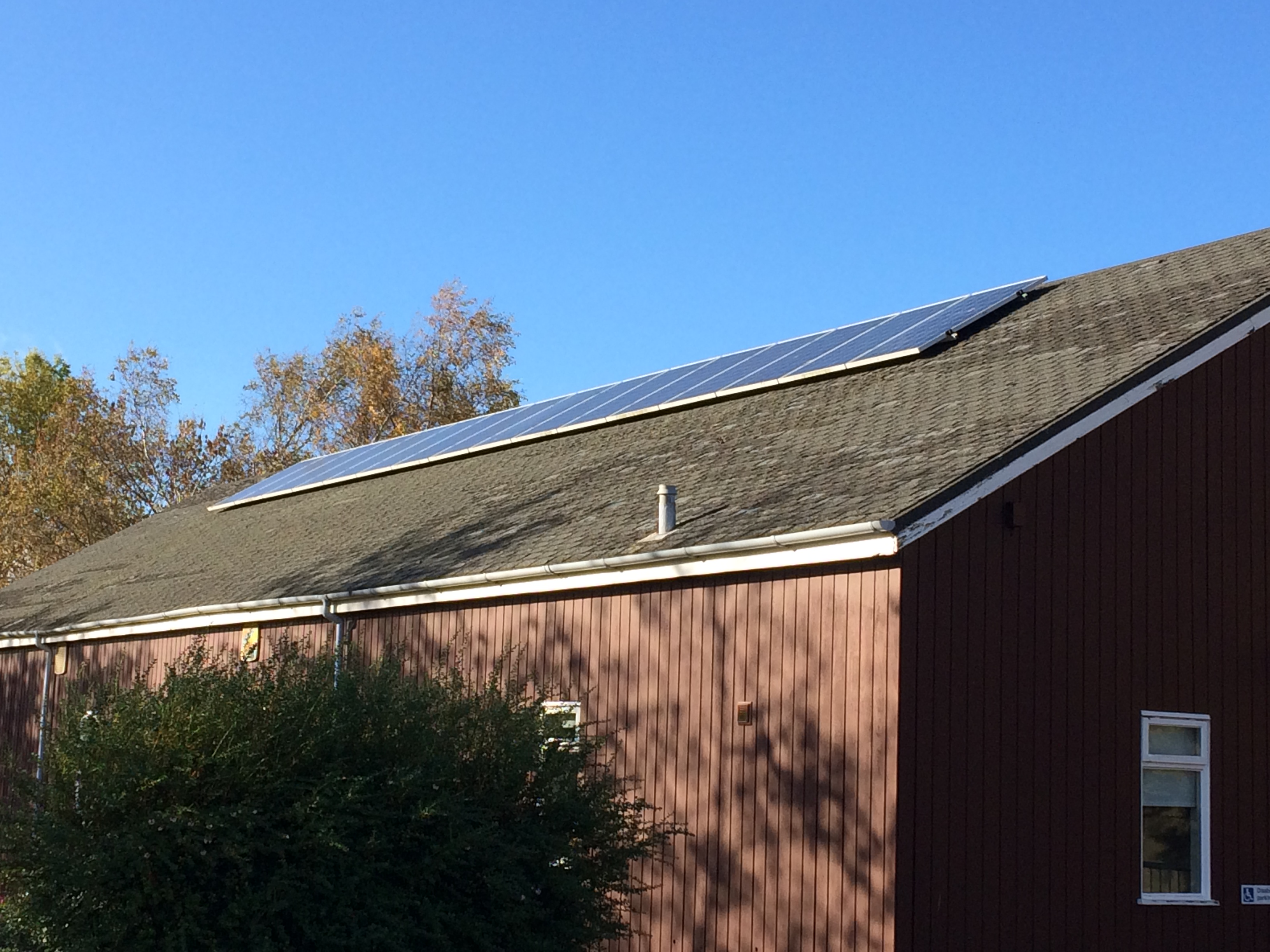 Solar panels at Humbie Village Hall Thumb
